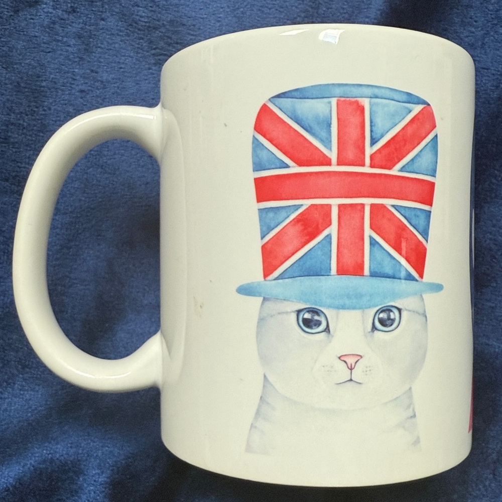 British Pets Cats and Dog Coffee Mug 11 oz. Footguard, Bobby, British Flag